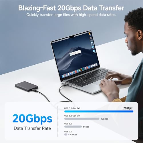 Cable Matters 20Gbps USB C to USB C Monitor Cable - 3ft / 0.9m, Supports Up to [8K@30Hz / 4K@120Hz Video, 240W Charging, 20Gbps Data Transfer], USBC Video Cable, Works with CarPlay, Android Auto - size: 3 ft