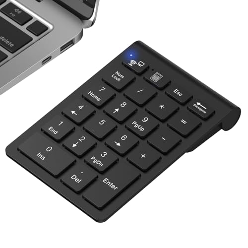 cimetech BT Number Pad, 22 Keys Wireless Numeric Keypad Numpad | Office Accounting, Portable, Mini, for Laptop PC Computer Desktop Surface Pro Notebook - color: BT-Black