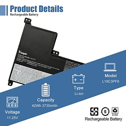 L19C3PF6 Laptop Battery 11.25V 42Wh 3735mAh Replacement for Lenovo IdeaPad 3-17ADA05 3-17ARE05 3-17IIL05 3-17IML05 Series SB10W89847 L19L4PF2 5B10W89846 L19D4PF2 5B10W89835 5B10W89838 L19L3PF4 - size: 10.19*4.68*0.23 inch L19C3PF6