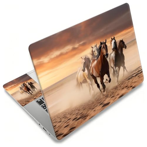 Laptop Skin Sticker Decal, Universal Reusable Vinyl Laptop Cover for 12" 13" 13.3" 14" 15" 15.4" 15.6" Notebook PC, Reusable Waterproof Scratch-Resistant with 2 Wrist Pads,Art Running Horse - color: Art Running Horse