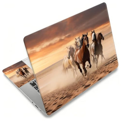 Laptop Skin Sticker Decal, Universal Reusable Vinyl Laptop Cover for 12" 13" 13.3" 14" 15" 15.4" 15.6" Notebook PC, Reusable Waterproof Scratch-Resistant with 2 Wrist Pads,Art Running Horse - color: Art Running Horse