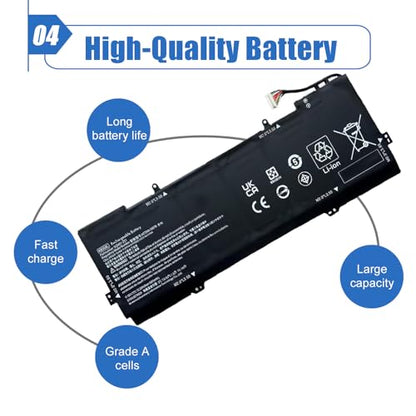 79.2Wh KB06XL Laptop Battery Replacement for HP Spectre X360 15-BL0XX 15-BL1XX 15-BL112DX Pavilion x360 14 Series HSTNN-DB7R KBO6XL TPN-Q179 902401-2C1 902499-856 11.55V 6860mAh - size: 12.85*4.30*0.22 inch KB06XL