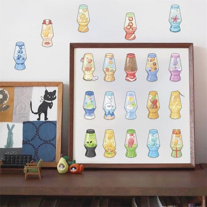 50pcs Lava lamp Stickers for Laptop Water Bottles, Transparent PET Waterproof Adhesive Lava Light Decals for Trackpads Skateboards Luggage Water Bottles Cars Bumpers(Colourful-B9) - color: Colourful-b9