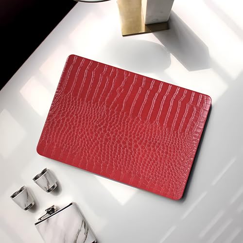 Crocodile Case for MacBook Air 13 inch 2026-2022 M5/M4/M3/M2 Logo Cutout | Model A3449 A3240 A3113 A2681, Texture Crocodile Aligator Skin Snakeskin PU Leather Hardshell Case & Keyboard Cover, Red - color: ## Red Crocodile