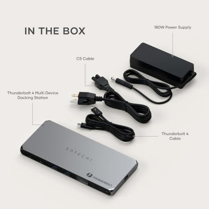 Satechi Thunderbolt 4 Dock 100W Charging, Dual Monitor HDMI 4K/60Hz, 40Gbps Data Transfer, 2 USB-A 3.2, Ethernet, Thunderbolt 4 Dock for MacBook Air/Pro M5, Mac/Windows, DisplayLink Software Required