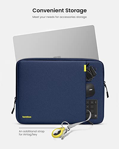 tomtoc 360° Protective Laptop Bag for 15.6" HP Lenovo Acer ASUS Dell Laptop | Water-Resistant Notebook Sleeve Case Fits HP EliteBook/ProBook, Lenovo Legion/Yoga/ThinkPad/ThinkBook/IdeaPad 15.6" Laptop - color: Navy Blue, size: 15.6-16.2 Inch