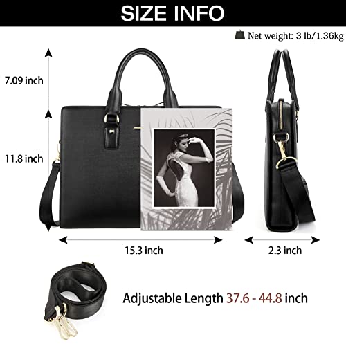 BOSTANTEN Leather Lawyers Briefcase Laptop Business Slim Bags for Men & Women - color: Black Medium