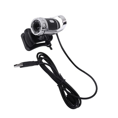 Webcam with Built in Microphone, 0 Pixels HD Rotatable Camera for PC Laptop, 360 Degree Rotation with Adjustable Stand, Silver - color: Silver