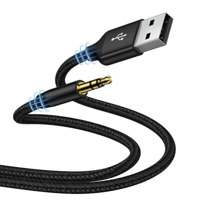 USB to 3.5mm Audio Aux Cable, 3FT USB to 3.5mm Aux Jack Audio Adapter for Headphone, TRS Sterso Speaker, DVD Player, PS5, PC, Laptop, Nylon Braided USBA to AUX Male Jack TRS Converter Stereo Cord