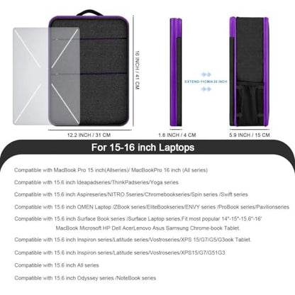 Travel Laptop Backpack with Small Case for 15-16 inch Notebooks, Slim & Expandable Computer Bag for College Business Commute for Men and Women,Black-Purple - color: Black-purple
