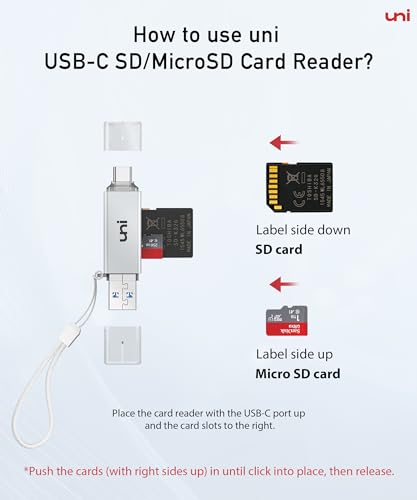 SD Card Reader, uni High-Speed USB C to Micro SD Card Adapter - Silver | USB 3.0 Dual Slots, Memory Card Reader for SD/Micro SD/SDHC/SDXC/MMC, for MacBook Pro/Air, Chromebook, Android Galaxy - color: Silver