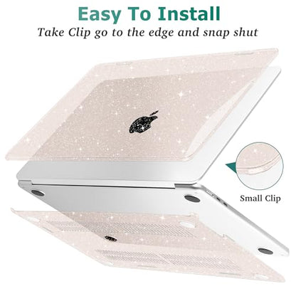 May Chen for 2026 MacBook Air 15 inch Case 2025 2024 2023 A3448 M5 A3241 M4 A3114 M3 A2941 M2 with Liquid Retina Display & Touch ID, Plastic Hard Shell with Keyboard Cover - Sakura Pink Glitter - color: Sakura Pink Glitter