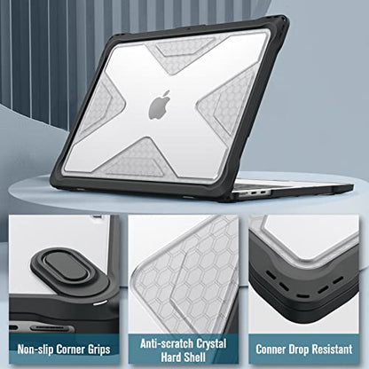 Fintie Case for MacBook Air 13.6 Inch A3449 A3240 A3113 A2681 (2022 2023 2024 2025 2026 Release) - Heavy Duty Rugged Hard Shell Case Cover for MacBook Air 13 Inch M2 M3 M4 M5 Chip, Clear - color: Clear