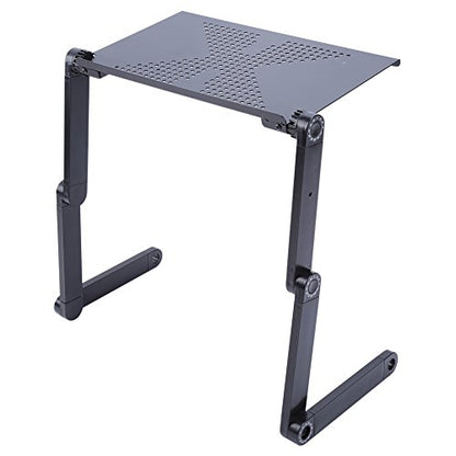 Adjustable Laptop Desk Foldable Lap Laptop Stand Portable Laptop Table Bed Tray Cozy Desk with Cooling Fan and Mouse Pad for Bed Sofa Couch at Home Living Room Bedroom Hospital, Black