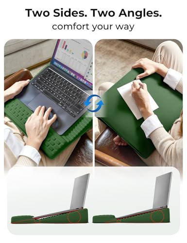 Adjustable Lap Desk with Wrist Rest, Reversible Laptop Stand | Cooling Grip Surface, Fits up to 17'' Laptop, Portable Lap Desk with Pillow Cushion,Computer Tray for Home Office,Grass Green - color: Grass Green