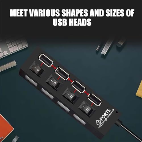 1 Pack 4 Port USB Hub 3.0,USB Hub Splitter with Individual On/Off Switches | Lights Compatible with Laptop,Flash Drive,Mobile HDD,PC - color: 4 Port