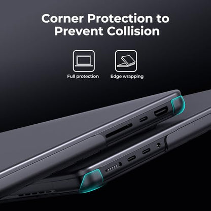 BlueSwan Matte Case for MacBook Pro 14 M5 M4 M3 M2 M1 Pro/Max 2026-2021 | 100% Color Match, Anti-Fingerprint, Anti-Scratch,Ultra Thin, Hard Shell Protective Cover, Space Black Clear - color: Space Black Clear