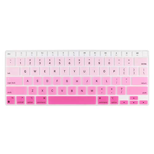 Batianda Ultra Thin Ombre Color Keyboard Cover for MacBook Air 13 Inch 2020 A2337 M1 Chip (with Touch ID & Retina Display) Waterproof Durable Laptop Protector Silicone Skin, Gradient Pink - color: Gradient Pink