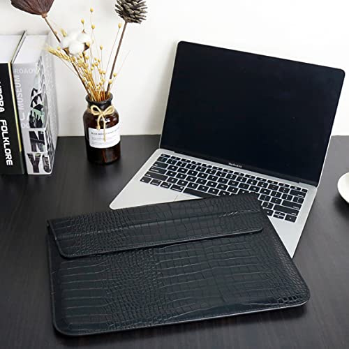 Crocodile Grain PU Leather Flap Style Case Bag Laptop Sleeve for MacBook Air 15 inch 2026-2023 A3448 M5 M4 M3 M2 Notebook Bag for Mac Pro 16 A3428 A3429 2019-2026 Pro 15 2012-2019, Black - color: Black