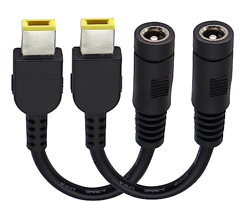DC 5.5mmx2.1mm to Square Interface Plug Converter DC5.5mm x2.1mm to Square tip Power Converter Cable Laptop Power Adapter Compatible for Le-no-vo Think-Pad I-B-M [2pack-5521] - color: DC5521F