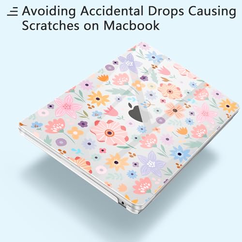 for New MacBook Pro 14 inch Case 2026 2025 M5 2024 M4 2023 Release– Aesthetic Cute Design Ultra Thin Clear Laptop Shell 6-in-1 Bundle with TPU Keyboard Cover & OTG Adapters, Colorful Flowers - color: Colorful flowers