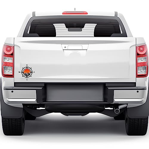 Compass Trees Mountain Sunset Sticker for Car Vinyl Decal Truck Window Bumper Motorcycle Stickers (18" x 18") - size: 18" x 18"