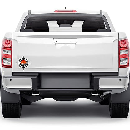 Compass Trees Mountain Sunset Sticker for Car Vinyl Decal Truck Window Bumper Motorcycle Stickers (18" x 18") - size: 18" x 18"