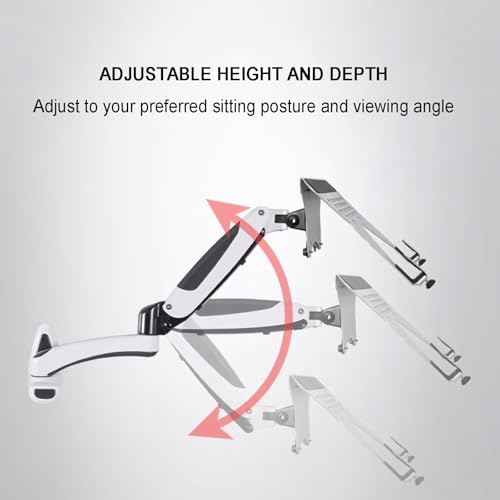 Laptop Wall Mount, 2-in-1 Monitor Gas Spring Arm, with Detachable Tray, Full Motion Adjustable, Holds Max 7kg, for 11-17" Notebook/13-32 Computer Screen A