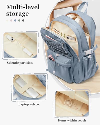 suwasp College Backpack for Women, Waterproof Laptop Backpack Fits 15.6 Inch Laptop, School Bookbag with Water Bottle Pocket, Anti Theft Work Backpack for College, Travel, Commuter, - color: Peacock Blue
