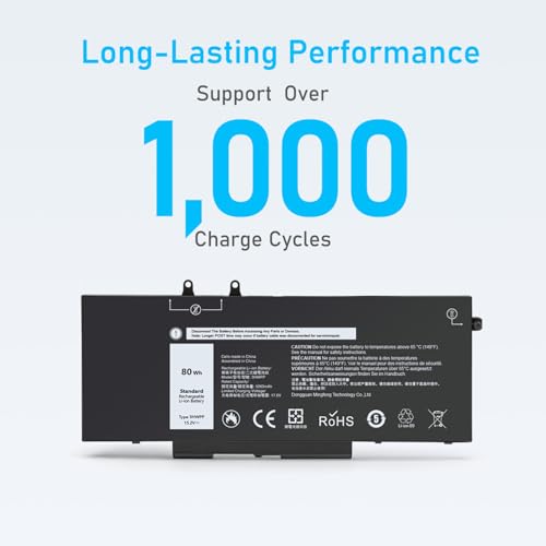 Upgraded 80Wh 3HWPP Battery for Dell Inspiron 7500 7506 2-in-1 Black | Fit for Latitude 5410 5510 5401 5501 5411 5511, Precision 3541 3551, 03HWPP 10X1J N2NLL, and More - size: 9.38*4.13*0.25inch 3HWPP