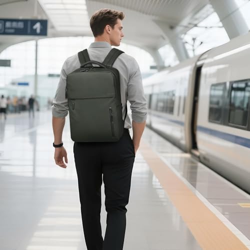 Lightweight Commute Backpack for Men & Women, Water-Resistant Travel Daypack with 15.6-Inch Laptop Compartment & Anti-Theft Pockets, Forest Green - color: Forest Green