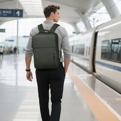 Lightweight Commute Backpack for Men & Women, Water-Resistant Travel Daypack with 15.6-Inch Laptop Compartment & Anti-Theft Pockets, Forest Green - color: Forest Green