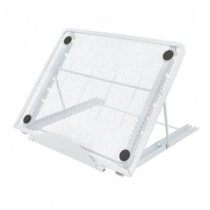 Ergonomic Laptop Tablet Stand Metal Mesh Ventilated Desktop Adjustable Computer Holder Riser Compatible with Apple MacBook Air Pro Dell XPS HP Samsung Lenovo More Laptops up to 16" (White) - color: White