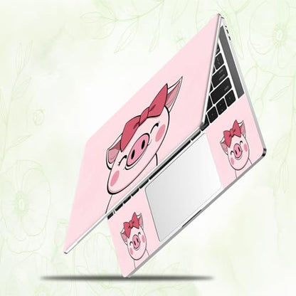 Laptop Skin Sticker Decal, Universal Reusable Vinyl Laptop Cover for 12" 13" 13.3" 14" 15" 15.4" 15.6" Notebook PC, Waterproof Scratch-Resistant with 2 Wrist Pads, Easy to Apply & Remove,Cute Pink Pig - color: Cute Pink Pig