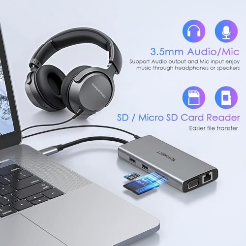 10-in-1 USB C Hub with 4K HDMI Adapter, SD/TF Card Reader, 100W PD Charging, 2 USB 3.0 Ports, and 2 usb2.0 Ports for MacBook Pro/Air, Dell XPS, Lenovo ThinkPad, etc. (10-in-1 VGA) - style: 10-in-1 VGA