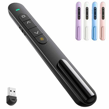 QUI Presentation Clicker with Volume Control, Wireless Presenter Remote | Plug & Play 2.4GHz USB Slide Advancer Compatible with Mac/Windows, Works with PowerPoint, Keynote, and Google Slides - color: Black, size: S