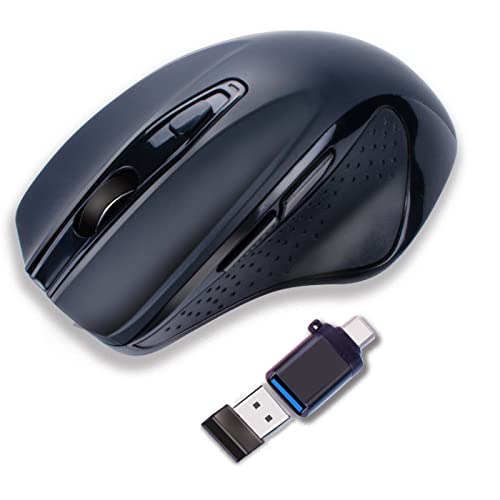 USB C Wireless Mouse, Large Size Ergonomic, Rechargeable Gaming and Office Mouse with 4 Level DPI Settings, 6 Buttons, for MacBook Pro, iPad Pro and Laptop Port, - color: 2.4G Rechargeable Mouse-Black