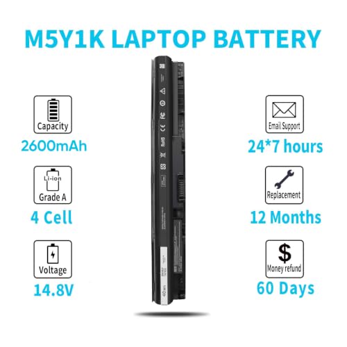 Type M5Y1K 14.8V Battery for Dell Inspiron 15 3000 5000 Series 5559 5558 5555 5758 3567 3551 3552 3558 3565 14 3451 3452 3458 5458 17 5755 5756 5758 5759 P51F 453-BBBQ 451-BBMG GXVJ3 HD4J0 991XP VN3N0