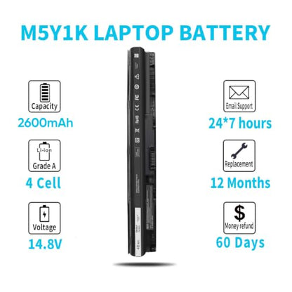 Type M5Y1K 14.8V Battery for Dell Inspiron 15 3000 5000 Series 5559 5558 5555 5758 3567 3551 3552 3558 3565 14 3451 3452 3458 5458 17 5755 5756 5758 5759 P51F 453-BBBQ 451-BBMG GXVJ3 HD4J0 991XP VN3N0