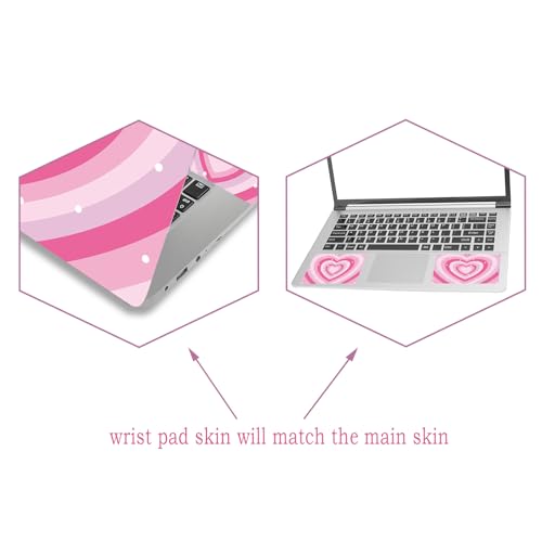 Laptop Decal Sticker Skin Cover for 11.6”12" 13" 13.3" 14" 15" 15.4" 15.6" | Netbook Vinyl Skin Sticker Cover Art Notebook PC Protector ( 2 Wrist Pad Included), Removable Reusable, Cute Hearts - color: Cute Hearts