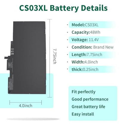 CS03XL Laptop Battery for HP EliteBook 840 850 755 745 G3 G4 ZBook 15u G3 | ZBook 15u G4 Series 800513-001 800231-1C1 800513-001 CS03 CS03046XL HSTNN-IB6Y HSTNN-UB6S HSTNN-I33C-4