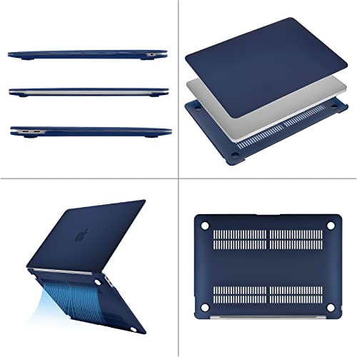 MOSISO Compatible with MacBook Air 13 inch Case M1 2021 2020 2019 2018 | A2337 A2179 A1932, Protective Hard Shell&Keyboard Cover&Screen Film&Pouch for MacBook Air 13.3 inch Case, Navy Blue - color: Navy Blue