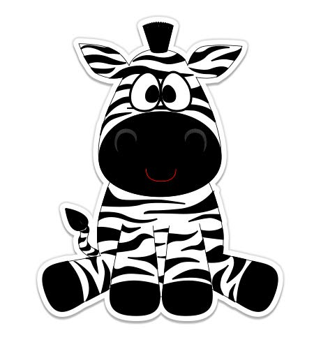 Baby Cute Zebra - 3" Vinyl Sticker - for Car Laptop I-Pad Phone Helmet Hard Hat - Waterproof Decal