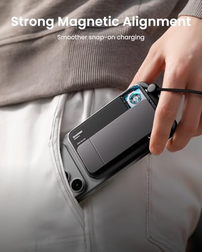 sharge for MagSafe Power Bank Qi2.2 25W 10000mAh Magnetic Portable Charger | ICEMAG 3 35W USB-C Fast Charging with Active Cooling& Built-in Cable, Transparent Design, Wireless Battery Pack - style: White