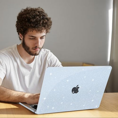 B BELK Glitter Case for MacBook Air 13 inch 2026-2022 M5/M4/M3/M2 Sky Blue | Protective Sparkly Hard Shell with Keyboard Cover & Screen Protector for MacBook Air 13.6 inch Case (A3449 A3240 A3113 A2681) - color: Glitter Sky Blue