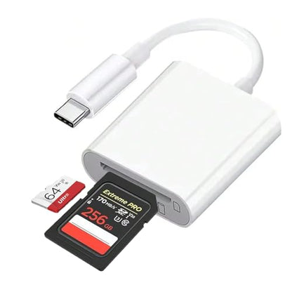 USB C SD Card Reader, Dual Slot SD & MicroSD Adapter for iPhone | Dual-slot SD & microSD reader for iPhone, iPad, MacBook, Android and USB-C devices; plug and play for camera photos.