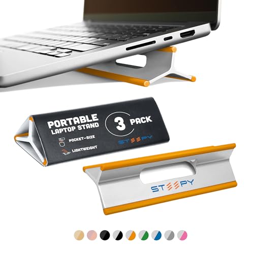 Steepy Portable Laptop Stand for Desk – Adjustable Height, & Portable Laptop Holder – Ergonomic Computer Stand for Cooling & Comfort – Slip-Proof, Sturdy Design – Universal Fit for 13-17 Inch Devices - color: Orange Sunrise, size: 3 Pack