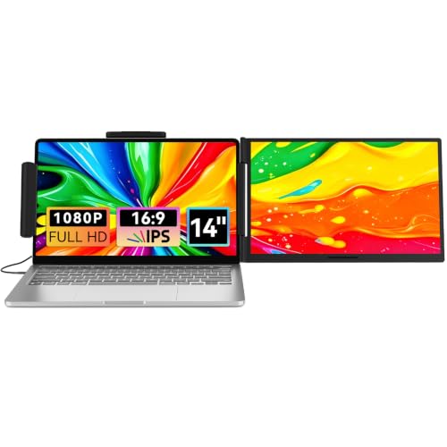 Laptop Screen Extender 14.1" 1080P IPS, Dual Screen Portable Monitor for Laptop 13-17.3", Plug & Play Monitor Extender with USB-C/HDMI, Travel Monitor for Work & Home Office Mac/Windows/Chrome/Android - color: Black