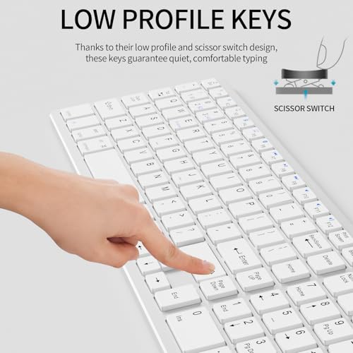 Wireless Bluetooth Keyboard-Number Pad, Multi-Device for Mac/iPad/iPhone | Bluetooth 5.1, low-profile ergonomic design, stable connection. Compatible with Mac, iPad, iPhone, Android, Windows, White - color: white