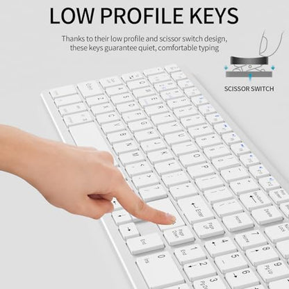 Wireless Bluetooth Keyboard-Number Pad, Multi-Device for Mac/iPad/iPhone | Bluetooth 5.1, low-profile ergonomic design, stable connection. Compatible with Mac, iPad, iPhone, Android, Windows, White - color: white